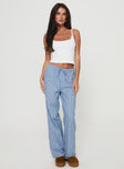 Blue and white striped pants Elasticated waistband with drawstring fastening, straight leg