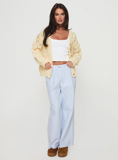 front view of model wearing Princess Polly Daffodil Cardigan Cream Cropped 