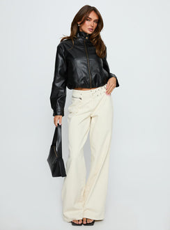 Monay Faux Leather Jacket Black