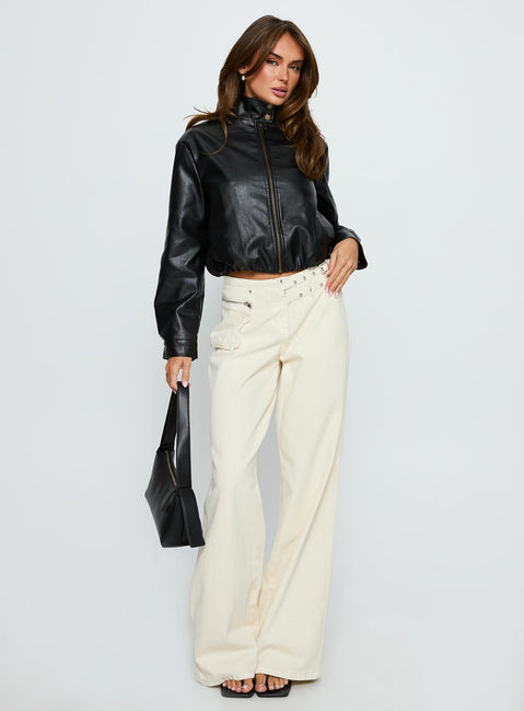 Monay Faux Leather Jacket Black