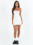 Princess Polly Square Neck  Mulley Strapless Mini Dress White / Pink Floral