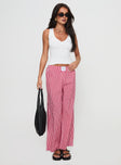 front view of model wearing Princess Polly Beach House Pants Red Gingham High Waisted Pants 