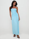 front view of model wearing Princess Polly Glorie Strapless Maxi Dress Light Blue Straight Neck 