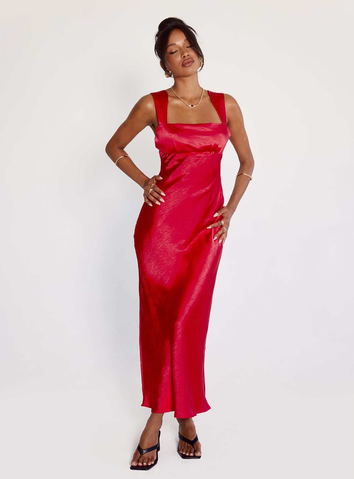 Radioactive Bias Cut Maxi Dress Red