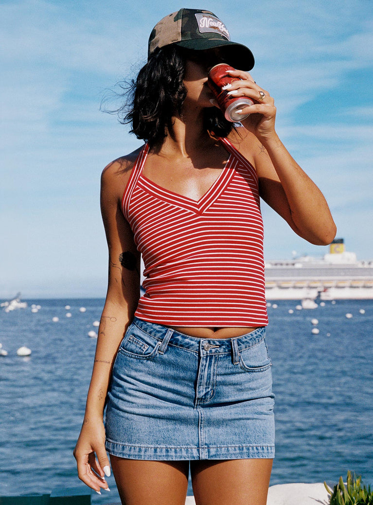 Chameleon Halter Top Red Stripe