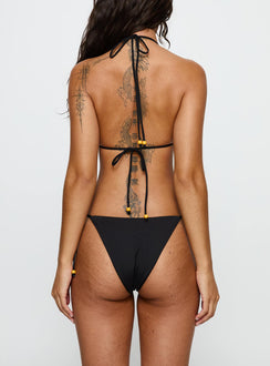 Glora Tie Side Beaded Bikini Bottom Black