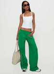 front view of model wearing Princess Polly Field Day Track Pants Green High Waisted Pants 