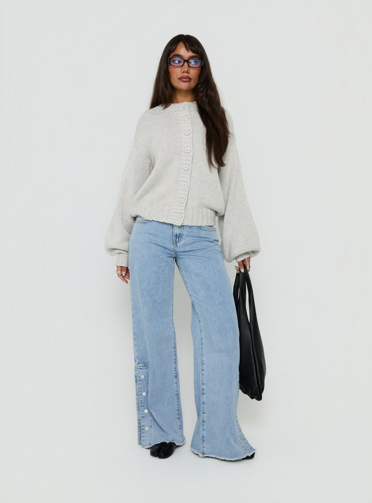 Edern Cardigan Hellgrau meliert