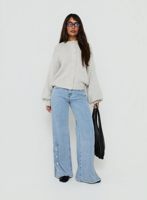 Edern Cardigan Hellgrau meliert
