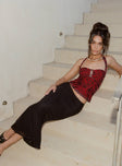   side view of model wearing Princess Polly Colombo Maxi Skirt Black Maxi 