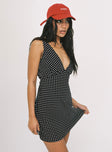 product Princess Polly Asymmetric Neckline  Nellie Mini Dress Black Polka Dot