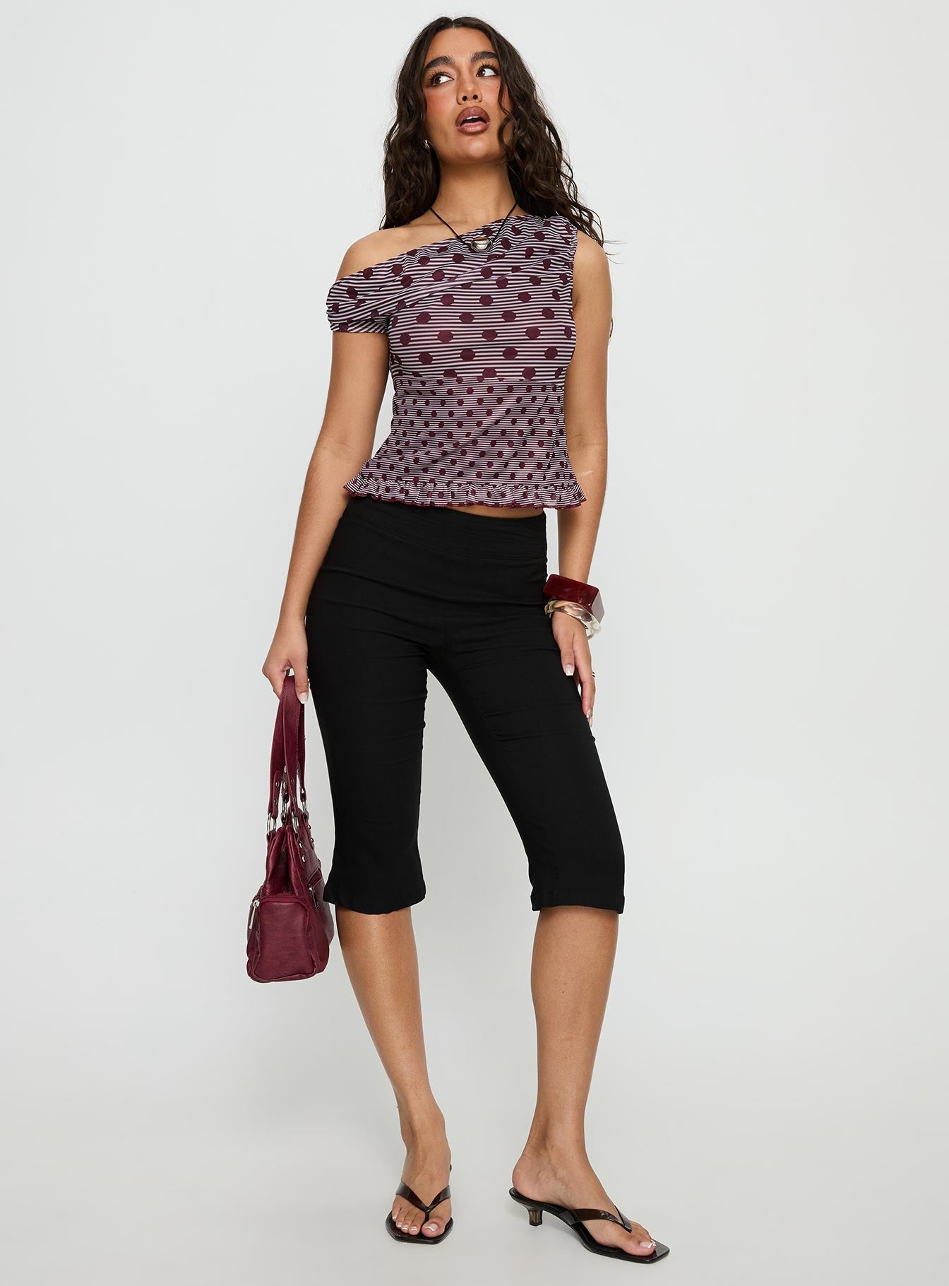 Tarya Top Stripe Polka Plum