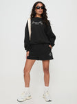 Black Graphic print sweatshirt Crew neckline, drop shoulder