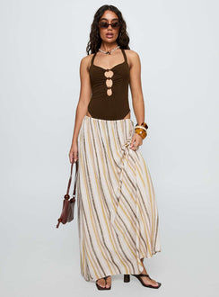   front view of model wearing Princess Polly Aisla Maxi Skirt Multi Maxi 