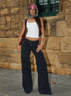 Ramos Low Rise Wide Leg Jeans Washed Black Tall