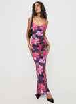 Maxi dress Floral print, cowl neckline, open back with cross-over strap detail, invisible zip fastening