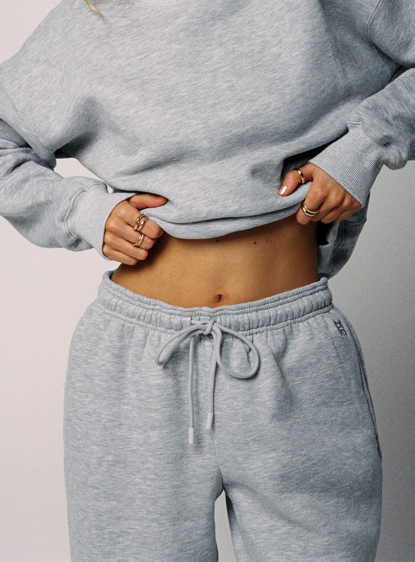 Grey sweatpants with ankle cuffs sale