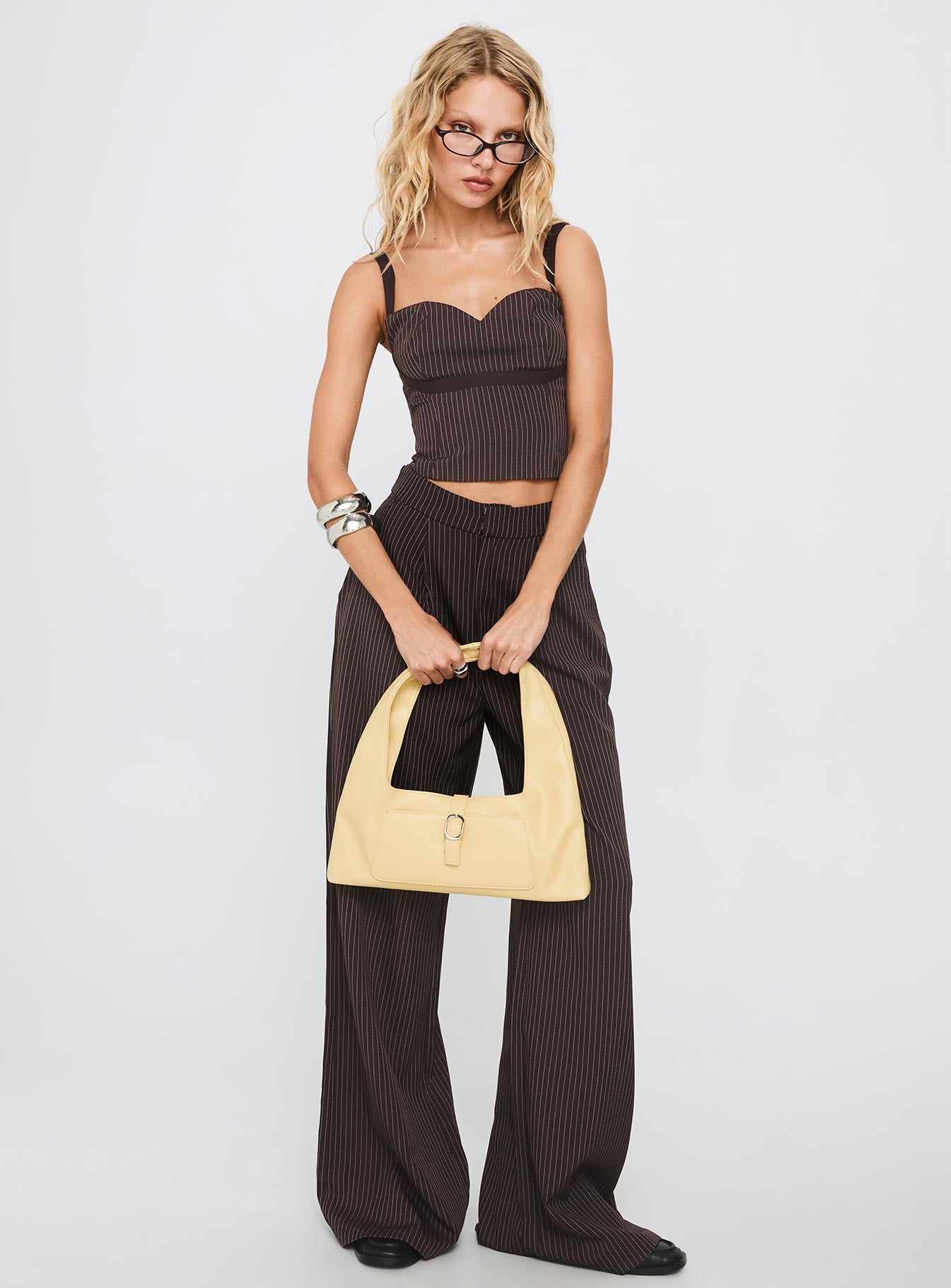 Briana Set Chocolate Pinstripe