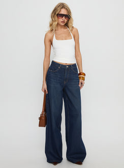 Naylor Mid Rise Wide Leg Jeans Mid Blue Denim