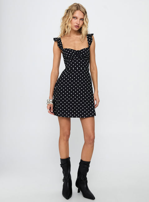 Landon Mini Dress Black / Polka Dot