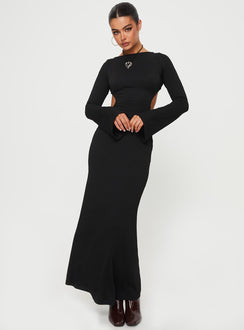 product Princess Polly Crew Neck Crew Neck Square Neck  Bordelle Long Sleeve Maxi Dress Black