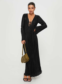 product Princess Polly High Neck High Neck High Neck  Russek Long Sleeve Maxi Dress Black