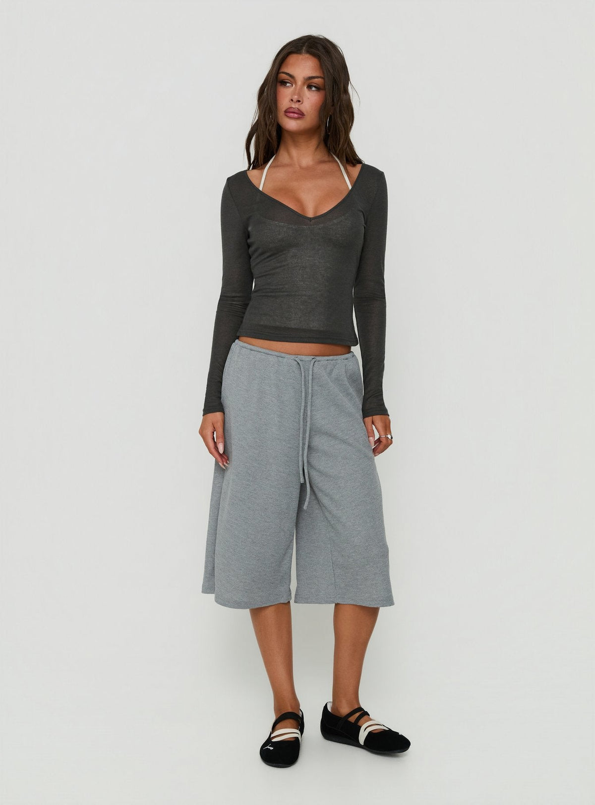 Lyrra Waffle Jersey Jorts Grey