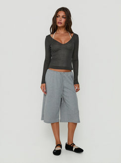 Lyrra Waffle Jersey Jorts Grey