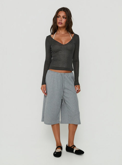 Lyrra Waffle Jersey Jorts Grey