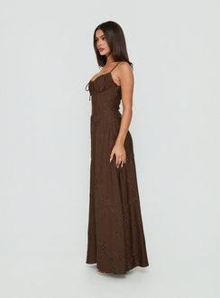 Maxikleid "Members Only" Braun Kariert