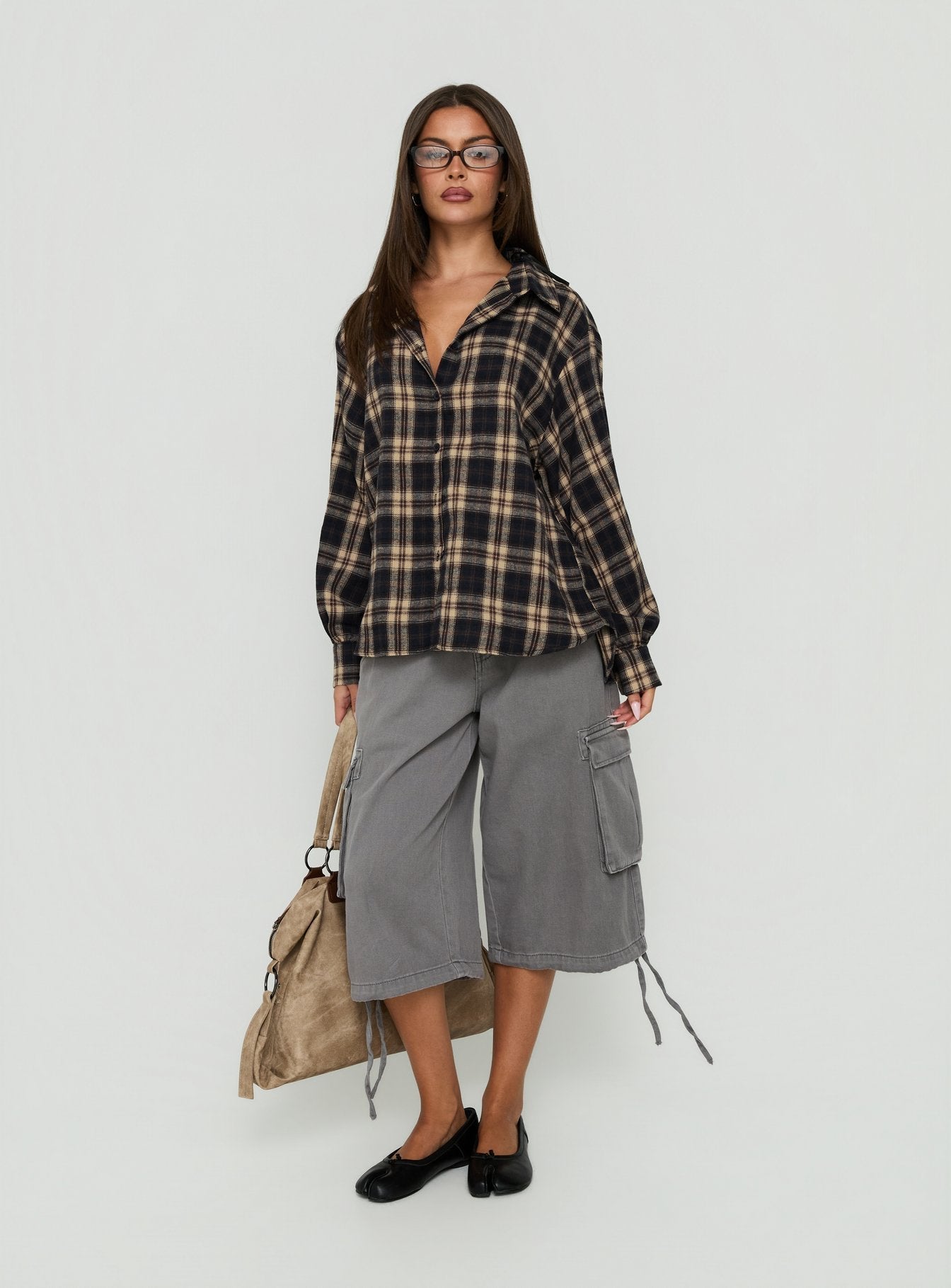 Video Games Long Sleeve Flannel Button Down Top Check Multi