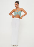 front view of model wearing Princess Polly Kovac Reversible Fringe Tube Top Blue Sleeveless Sweetheart 