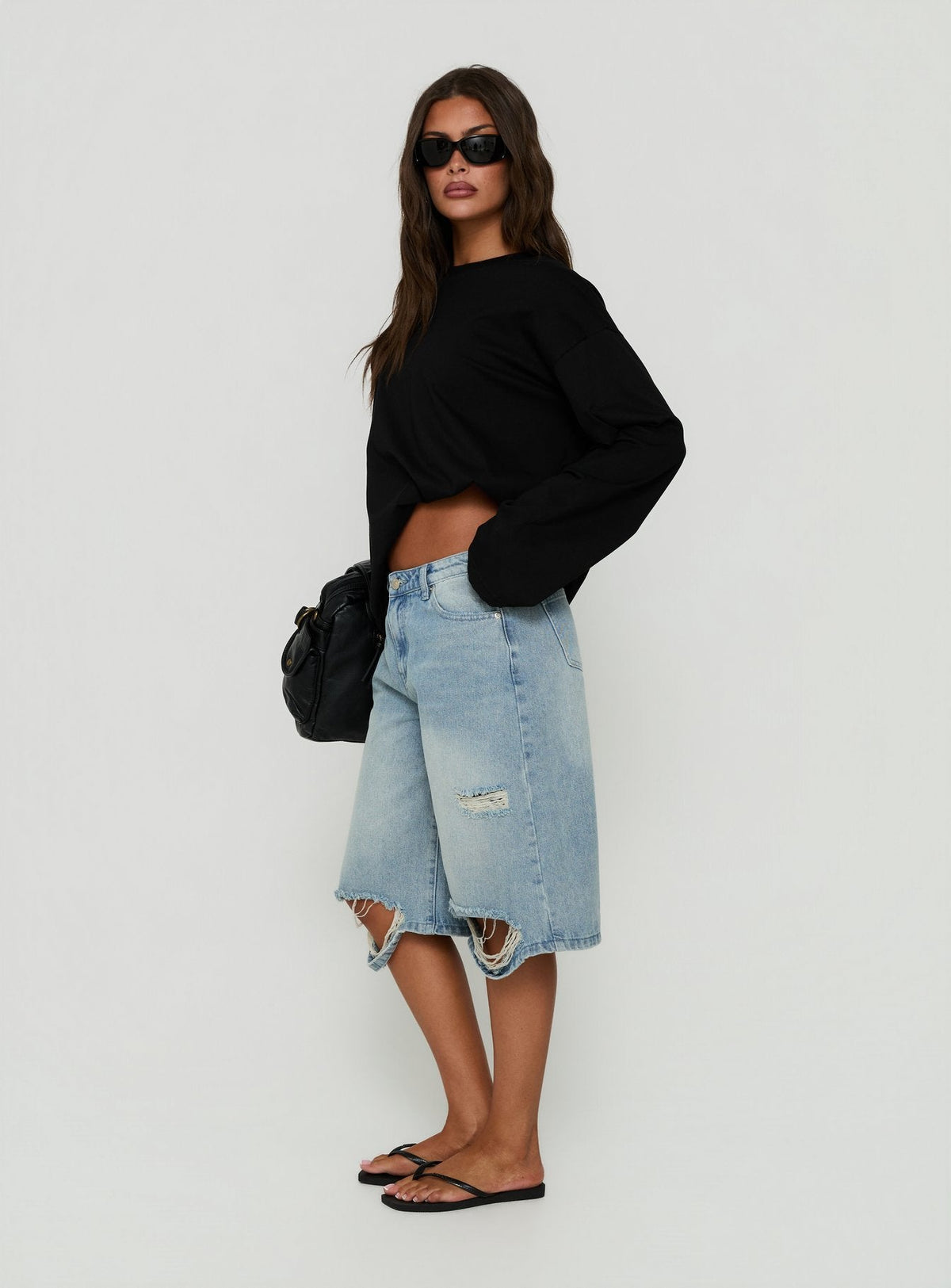 Kolumbia Low Rise Distressed Jort Hellblau Vintage