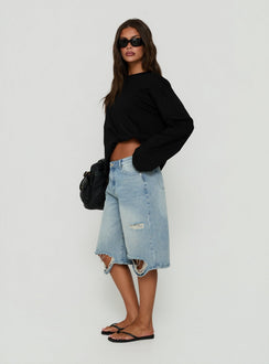 Kolumbia Low Rise Distressed Jort Hellblau Vintage