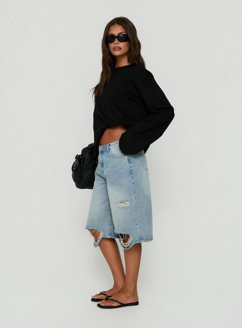 Kolumbia Low Rise Distressed Jort Hellblau Vintage