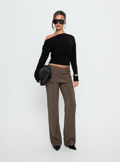 Ashlinn Off Shoulder Long Sleeve Drapey Top Black