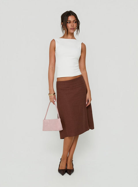 Baseline Rib Boat Neck Low Back Top White