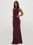 Ultraviolet One Shoulder Lace Maxi Dress Wine