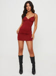 product Princess Polly Asymmetric Neckline  Sampson Mini Dress Burgundy