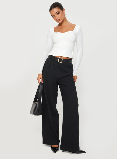 product Princess Polly Full Sleeves Asymmetric Neckline  Rehna Long Sleeve Top White