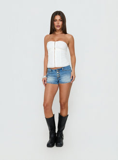Speechless Lace Trim Strapless Top White