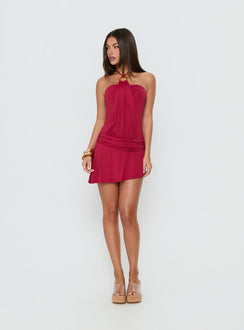 Zenn Ring Detail Draped Romper Red