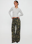 front view of model wearing Princess Polly Briony Jeans Camouflage Low Rise Jeans 