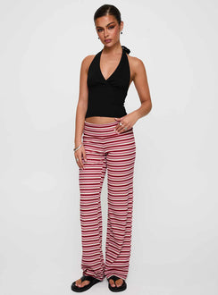 front view of model wearing Princess Polly Dreamgirl Folded Pant Pink Multi Mid Rise Pants 