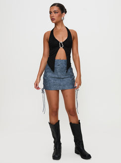 Ceejay Faux Leather Mini Skirt Slate