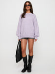 front view of model wearing Princess Polly Ryanna Sweater Lilac Long 