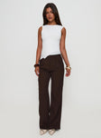 front view of model wearing Princess Polly Ambient Wide Leg Pant Chocolate High Waisted Pants 