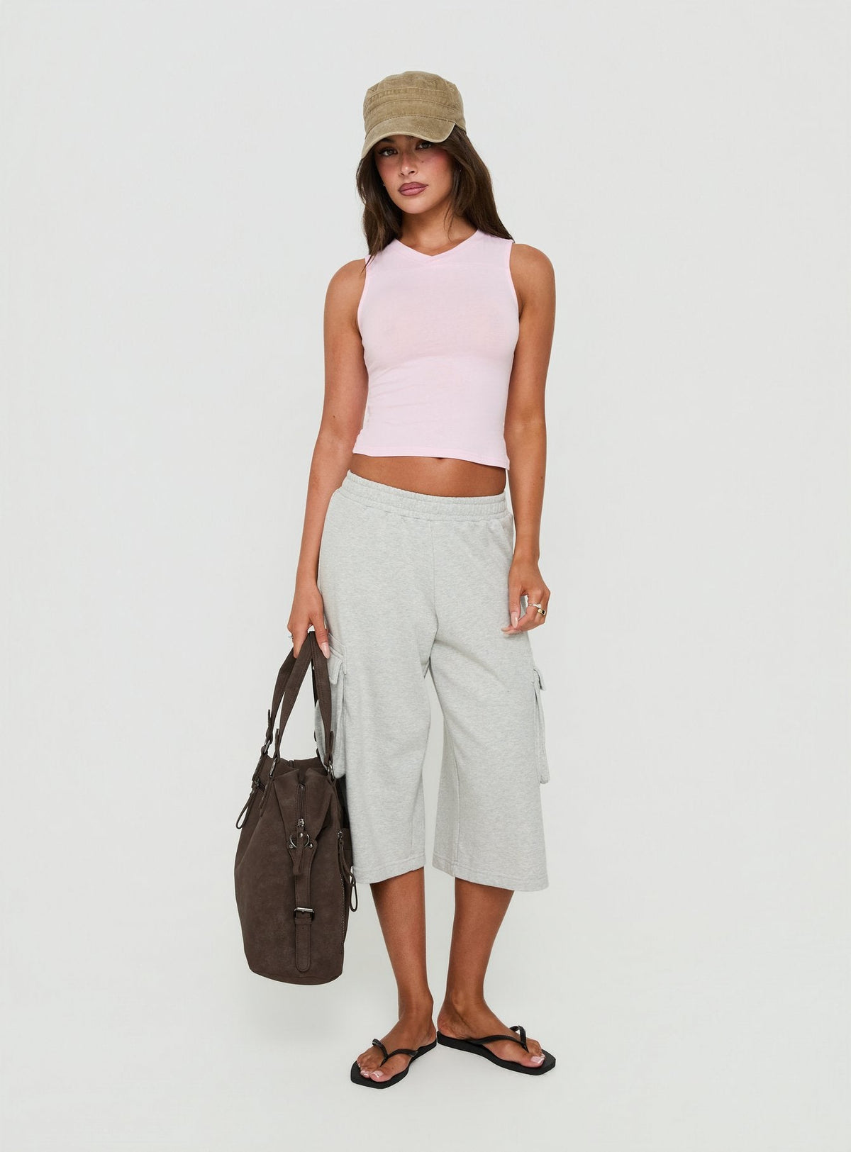 Camrynn High V Boxy Vest Top Pink