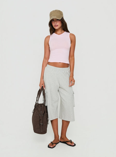 Camrynn High V Boxy Vest Top Pink