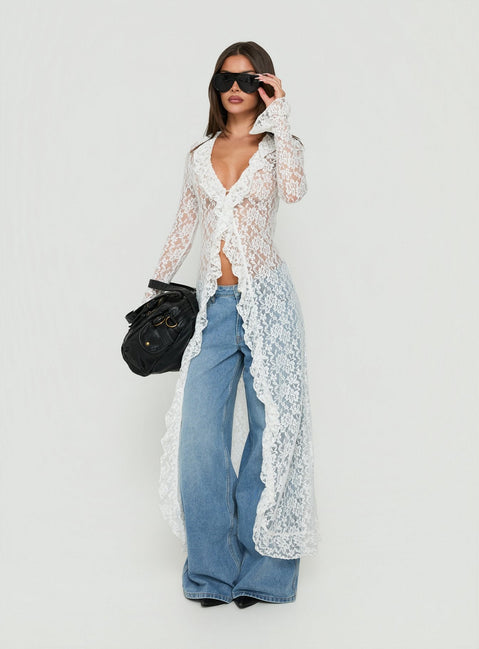 Long Nights Langarm-Maxikleid aus Spitze Moonlight